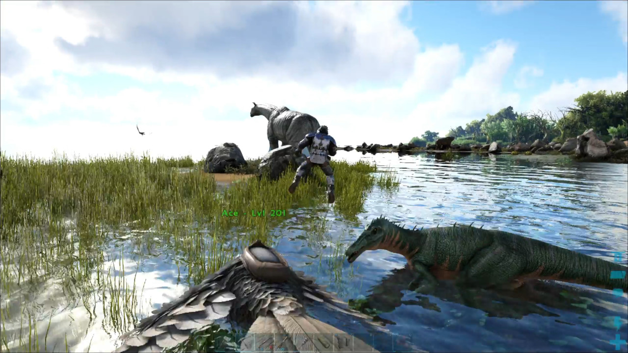 Ark Ragnarok - SurvivorDK Day 24 - Epic Fail in the swamp while looking for a high-level Baryonyx!